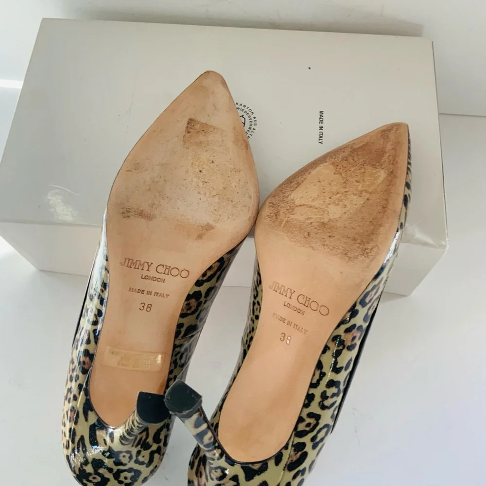 Jimmy Choo animal print beige black heels 38